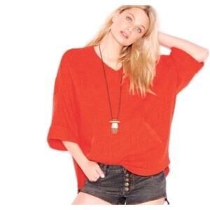 Free People YOU FOUND ME Sweater EUC Orange Boho Oversized Small?